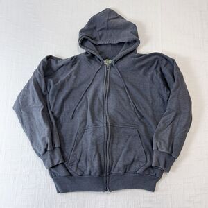 90s Ozark Trail Blank Thermal Lined Zip Hoodie Boxy XL Vtg Gray Work Skater